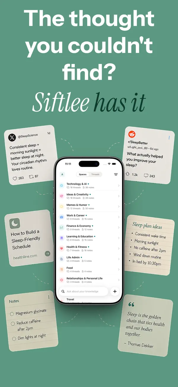 The thought you couldn't find? Siftlee has it — Spaces library on iPhone