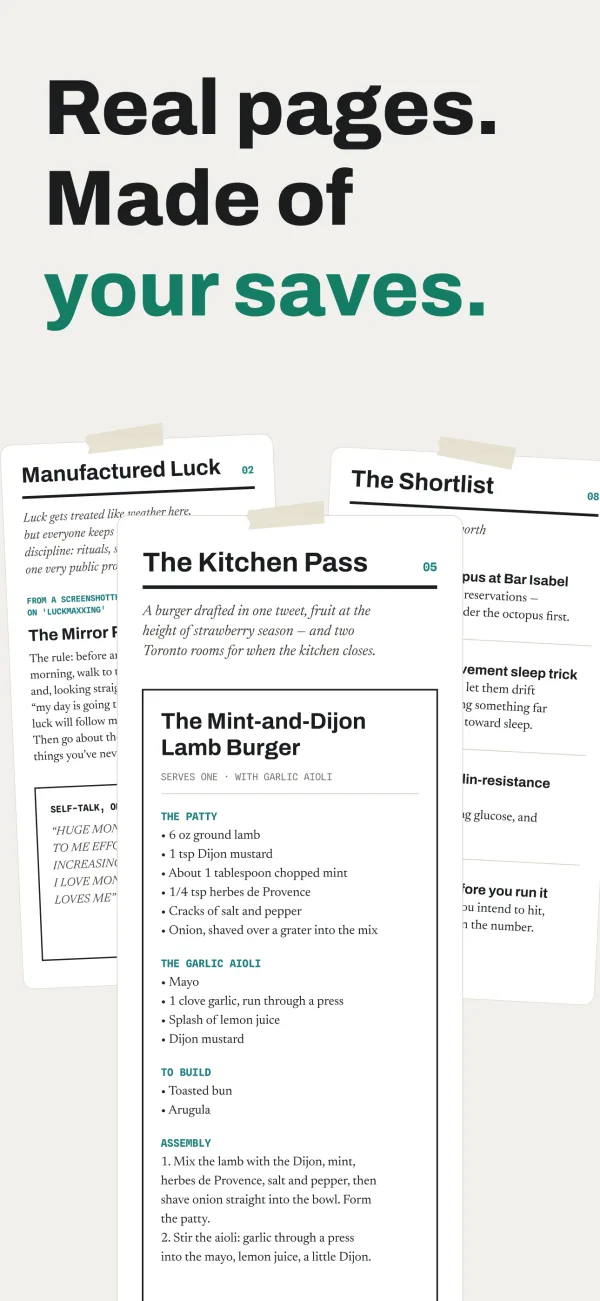 A recipe you saved coming back as a real recipe card in The Sift, Siftlee's monthly magazine