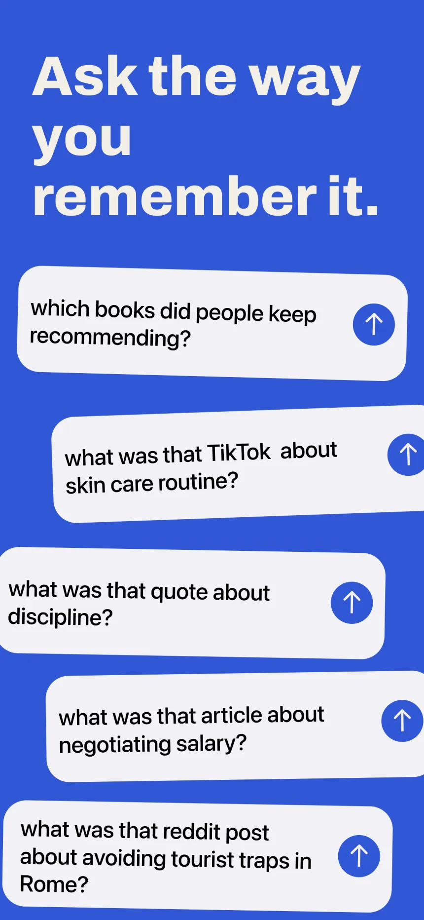 Questions you can ask Siftlee in plain English, like what was that TikTok about skin care routine